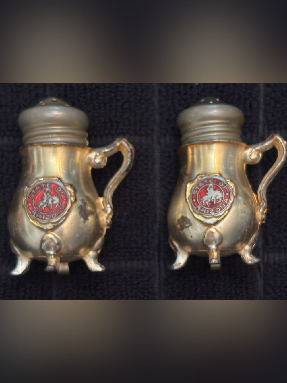 Vintage Gold-Tone State of Arizona Salt and Pepper Shakers - awesome